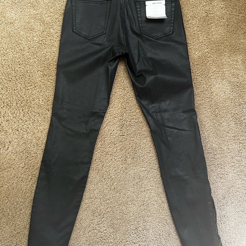 Pilcro Letterpress Script  | Anthropologie | Black Laceup Leather Pants | 28 NWT